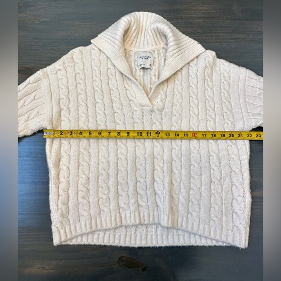 Abercrombie&Fitch Cable Collar Sweater Cream size M - Picture 5 of 7